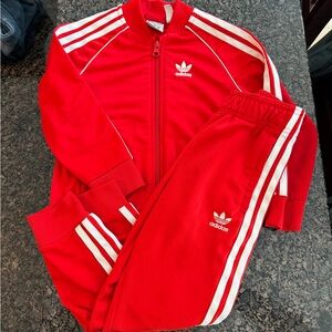 Adidas Kids Red Sweatsuit Set